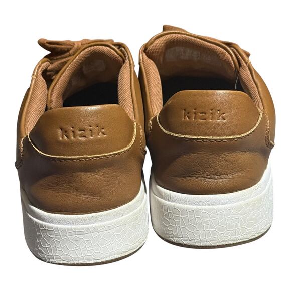 Kizik Hands-Free Slip-On Leather Sneakers Men's 11 Brown White Casual Comfort - Picture 5 of 8